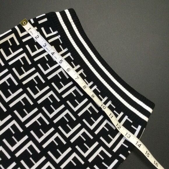 Black and White Ribbed Pencil Midi Skirt - Picture 4 of 6